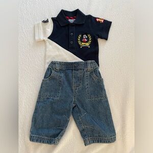 Disney 0-3 mos jeans & Mickey polo shirt-NWOT